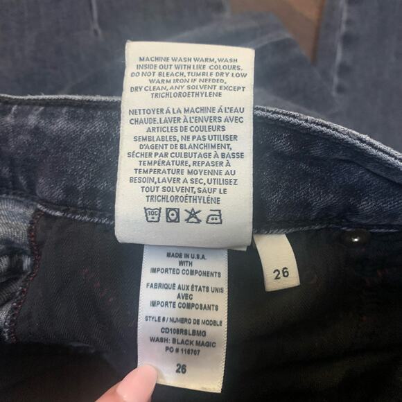 Ao.La by Alice + Olivia gray lightly distressed zipper skinny jeans size 26 - Picture 8 of 14